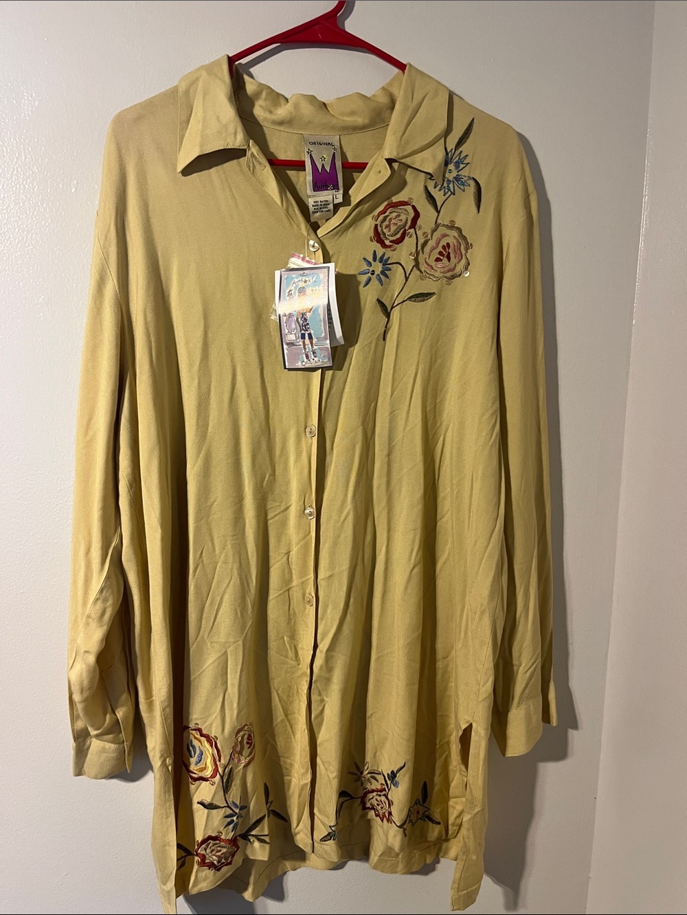 Originals by Jessica Yellow Floral Long Sleeve Button-Up Top